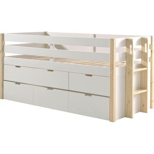 Kojenbett Karissa 219x98x100 Hochbett Massivholz+MDF Weiß/natur