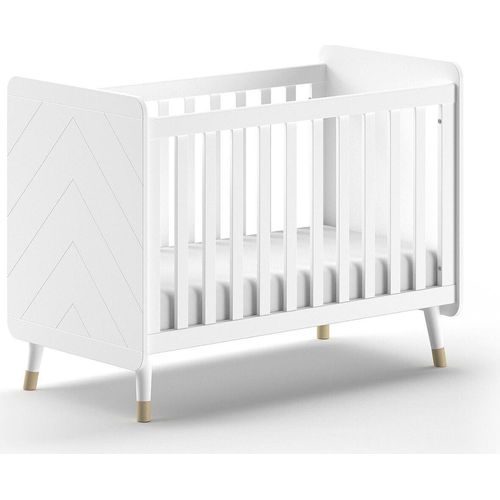 Babybett Kamillah 124x68x96 Gitterbett MDF Satin Weiß