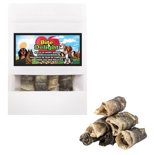 Bite&Delight Kausnack für Hunde 5kg – Natürlicher Kausnack aus getrockneter Dorschhaut, reich an Protein und Omega-3