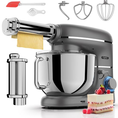 Fentic Kuchenmaschine mit Nudelmaschine – 2000W – Knetmaschine mit Nudelmaschine Elektrische – Pasta Maker - 6,2L Edelstahl Rührschüssel