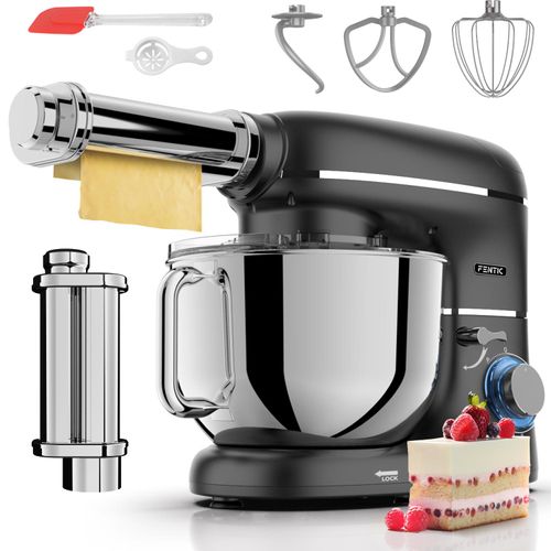 Fentic Kuchenmaschine mit Nudelmaschine – 2000W – Knetmaschine mit Nudelmaschine Elektrische – Pasta Maker - 6,2L Edelstahl Rührschüssel