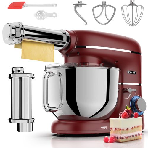 Fentic Kuchenmaschine mit Nudelmaschine – 2000W – Knetmaschine mit Nudelmaschine Elektrische – Pasta Maker - 6,2L Edelstahl Rührschüssel