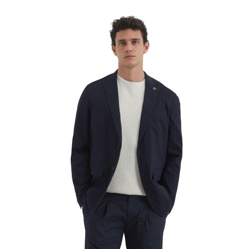 Sakko MARC O'POLO, Herren, Gr. 50, blau (schwarz navy), Obermaterial: 96% Baumwolle, 4% Elasthan, casual, schmal, Langarm, Sakkos