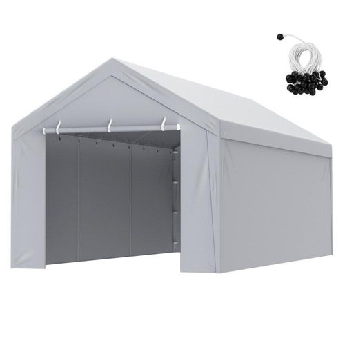 Garagenzelt-Unterstandplane 3 x 6 m, Wasserdicht und UV-geschützt, Weiß - Einfache Installation mit Spanngurten - Carport Garagezelt