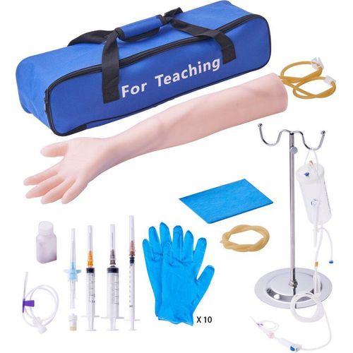 Phlebotomie-Kit, IV Übungsarm-Set - Trainingsarm für Intravenöse Injektion - Inkl. IV-Ständer, Infusionsschlauch, Aderpresse - Phlebotomie-Arm-Praxis-Kit 560 x 130 x 70 mm.
