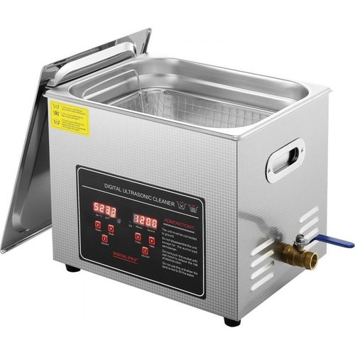 Ultraschallreiniger - Edelstahl Reinigungsgerät 351 W, 10 L - Digitalanzeige 0-30 Min - Schmuck, Brillen, Uhren Reinigung Ultraschall - Profi-Set
