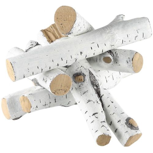 6er-Set - Keramikholz-Deko - Kaminholz aus Keramikfaser - Max. Betriebstemperatur: 1000 ℃ - Birkenholz-Optik - Länge: ca. 97-103mm - Keramik-Deko-Holzscheite für Bioethanol-Öfen.