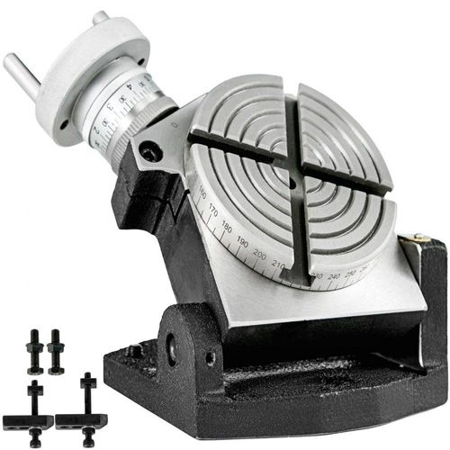 Teilapparat Rundtisch 100mm - Rundteiltisch Horizontal Vertikal - Teilkopf schwenkbar - Fräsen & Bohren