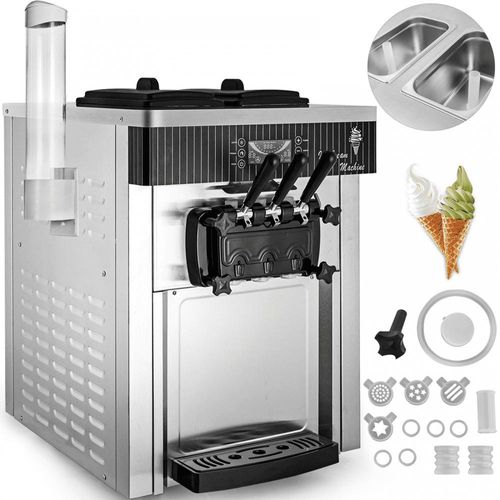 Eismaschine 2200 W Weiß - Speiseeisbereiter 2 x 6 L Desktop-Maschine - Eiscreme-Hersteller 220 V - Speiseeisbereiter mit Eiskegelhalter aus Edelstahl