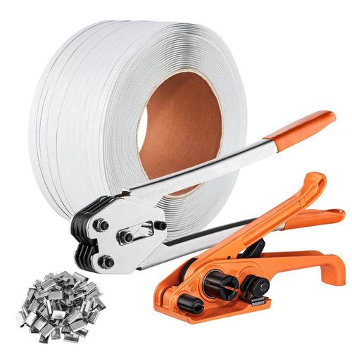 Banding-Umreifungsset - Umreifungsspanner & Banding Sealer Tool - 100 m PP-Band - 100 Metalldichtungen - Palettenverpackungsband-Banding-Set - Banding-Verpackungsband für effizientes Verpacken