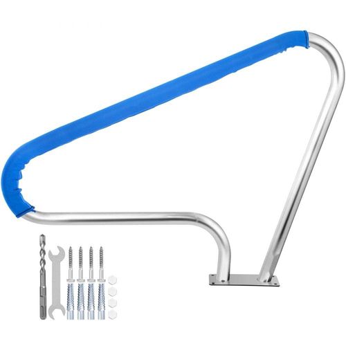 Schwimmbad-Handlauf 121,9x91,5 cm - Pool Haltegriff 4,8 cm - Edelstahl Einstiegshilfe - Pool Kurven-Design Griffbogen mit Griffabdeckung & Zubehör - Ideal für Schwimmbäder, Schräglage Spa & Wasserpark