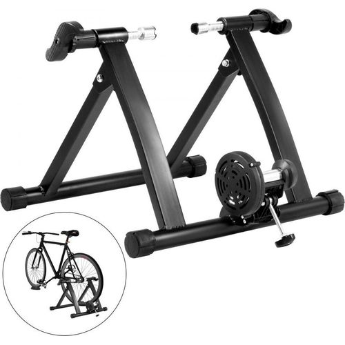 Fahrradtrainer Ständer Magnet-Widerstand Übungsstationär 26-29 Zoll - Fitnessrad Ständer mit Magnet-Widerstand - Indoor Cycling Trainer Stand - Schwarz.