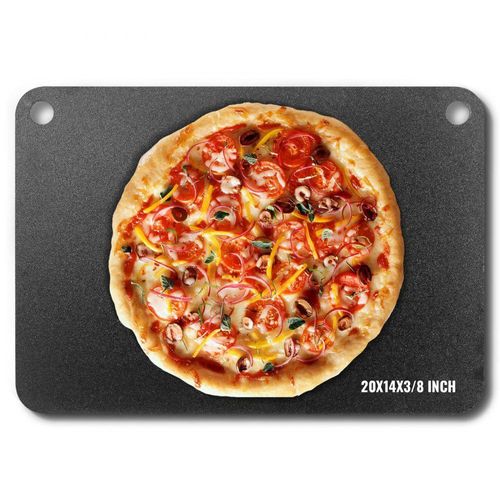 Pizzastahl - 50,8 x 35,56 x 0,95 cm - Vorgewürzte Pizzaplatte aus Kohlenstoffstahl - Hochleistungs-Pizza-Backstein - Rostfreie Pizzapfanne für Grill - 20-fach höhere Leitfähigkeit.