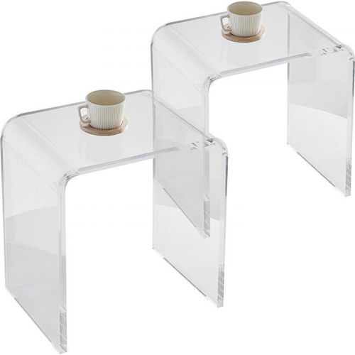 2 Stk. Transparenter Acryl Beistelltisch - Ideal für Wohn-, Schlaf- und Arbeitszimmer - 415 x 305 x 460 mm