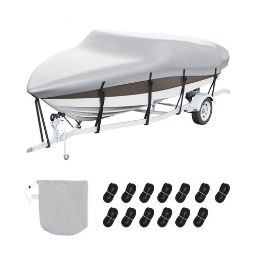 Bootspersenning Abdeckplane - Bootsplane 518-579 cm - Schlauchboot 600D Oxford-Gewebe - Grau - Mit Aufbewahrungstasche