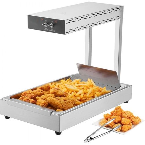 Pommes-Frites-Wärmer - 750 W Kommerzielle Lebensmittel-Heizlampe - Elektrische Edelstahl-Wärmelicht-Station - Arbeitsplatte 104-122 °F - Pommes-Buffet-Küchenrestau