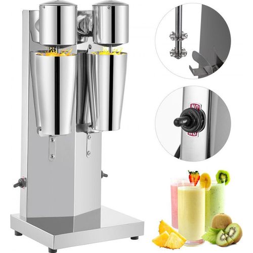 MixerMaster® - Elektrischer Getränkemixer - 150 W, 800 ml - Milchshaker - Silber - Doppelkopf - Shaker für Cocktails & Milchshakes - Barmixer