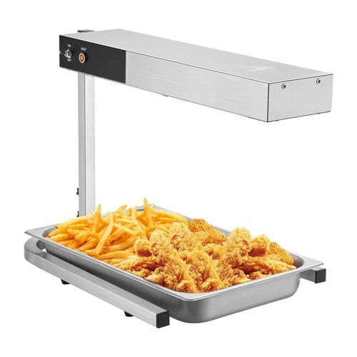 Pommes-Frites-Wärmer - 750 W Warmhaltelampe für kommerzielle Streifen-Lebensmittel - Elektrischer Edelstahl-Warmlichtspender - Arbeitsplatte 104–122 °F - Pommes-Heizung für Buffet-Küchenres