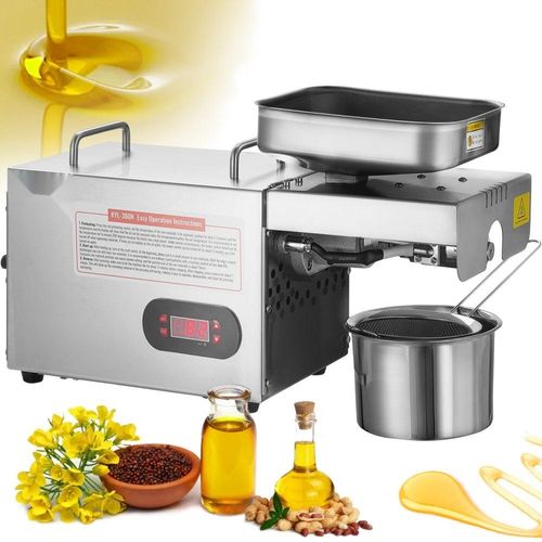 Elektrische Ölpresse - Ölextraktionsmaschine 850 W aus Edelstahl - Einstellbare Temperatur 0–300 ℃ - Heißpresse zum Pressen von Erdnüssen, Sesamsamen, Rapssamen, Teesamen.