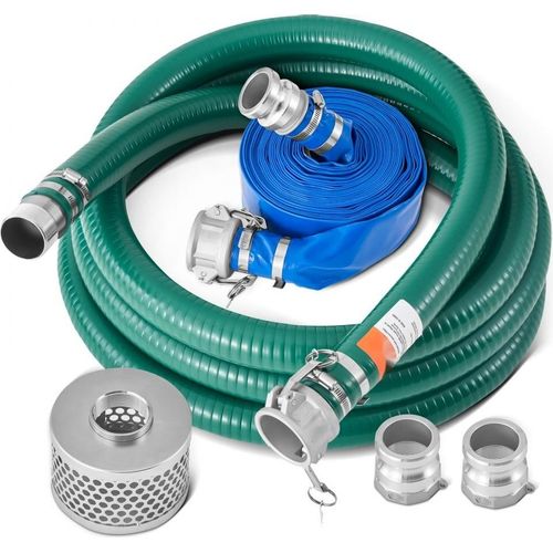 Saugschlauch-Set für Wasserpumpen - Pumpenschlauch 50,8 mm x 6,1 m (grün) / 15,24 m (blau) - Hochwertiger Schlauch für effektive Wasserförderung