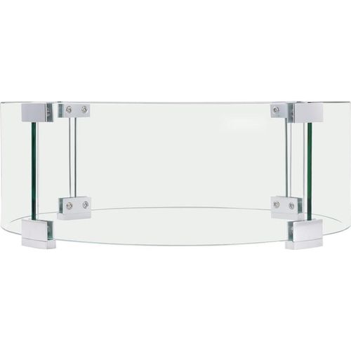 Glas Feuerschutz - 435 x 170 mm - Runder Feuertisch-Windschutz - 6 mm dick - Klares Gehärtetes Glas - Propan, Gas, Outdoor - Terrasse, Gartenhof