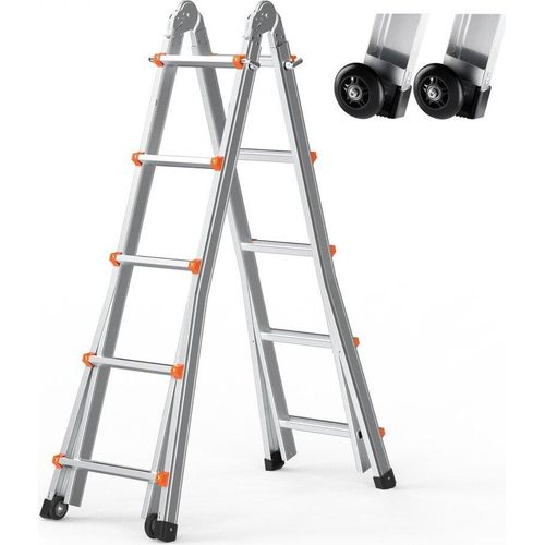 Teleskopleiter A-Rahmen Stehleiter Klappleiter Ausziehleiter 5,1 m - Tragfähigkeit 150 kg - für professionelle und private Nutzung