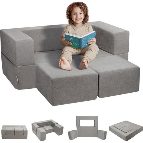 Modulares Spielsofa - Modulares Kindersofa Spielmöbel - Spielsofa Set für Kinder - Graues Bausteine-Set - Kinderzimmer Möbel