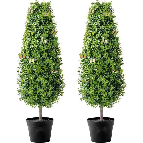 Künstlicher Buchsbaum Turm - 2er-Set Formschnitt - 91,4cm PE Deko Buchsbaum - langlebige Garten- und Wohnaccessoires