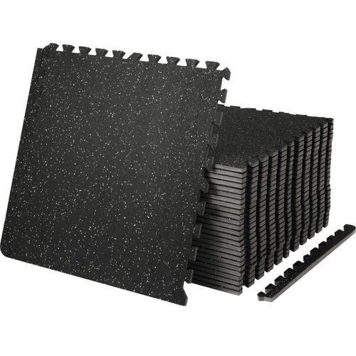 EVA-Schaum-Fußmatten Set - Fitnessstudio-Bodenbelag - 61 x 61 cm - Schwarz - 25-teilig Rutschfeste Ineinandergreifende Puzzle-Fliesen-Schutzboden Set - Haushalt, Training, Garage