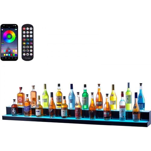 Barregal Weinregal mit LED Beleuchtung - Wandmontage - 2-stufig - 762 mm Display - Hochwertiges Holzregal für Weine und Spirituosen