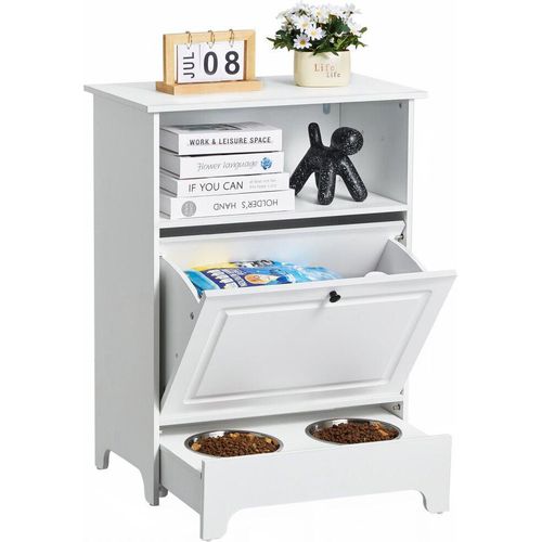 Futterstation 2 in 1 - Futterschrank mit Lagerschrank und Futternapf - 60x35x80cm - ideal für Haustiere und Nutztiere
