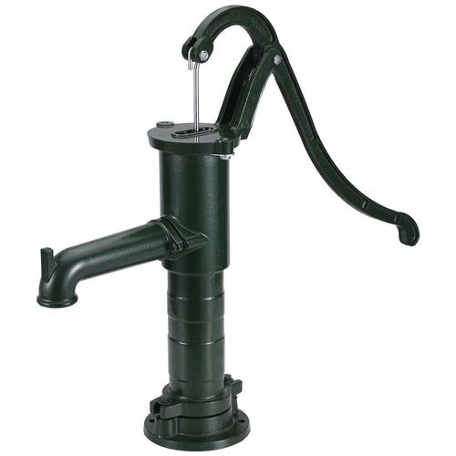 Antik Vintage Schwingenpumpe - Manuelle Handschwengelpumpe bis max. 6m Pumpentiefe - Wasserpumpe für den Garten - 40x15x65cm - Gusseisen Schwengelpumpe in Grün - Ideal für Teiche, Höfe und Gärten.