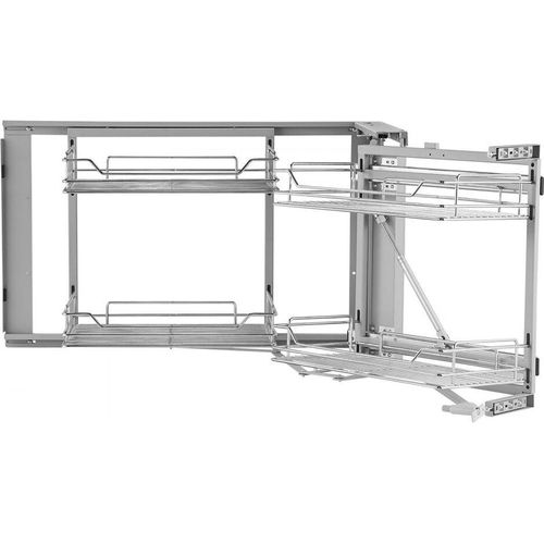 Küchenschrank Organizer - Ausziehbar mit 2 Ebenen - Blindecken - 4 Ablagen - Multifunktional - platzsparend