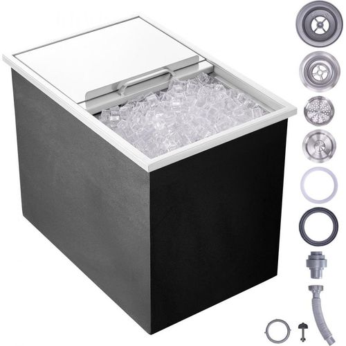 Eistruhe mit Deckel - 109,48 L Edelstahl - Eiskühler für Gastronomie - Eisbehälter 683x455x536 mm - ideal für Partys und Events