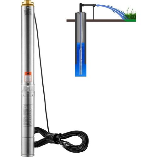 Tiefbrunnenpumpe Edelstahl - 2200W Wasserpumpe - 9,8 m³/h Fördermenge - bis 144m Förderhöhe - für Brunnen und Bewässerung