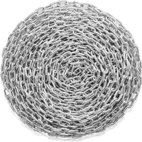 Stahlkette aus Kohlenstoffstahl - 7,3 mm x 28 m - Absperrkette - langlebige Gliederkette - Sicherheitskette für Industrie und Heimwerken