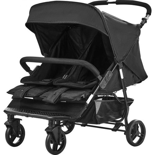 Zwillingskinderwagen - Geschwisterwagen - 82x74x102cm - Schwarz - leichter und kompakter Kinderwagen für Zwillinge und Geschwister
