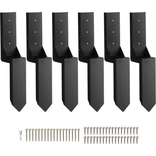 Reparaturset für Zaunpfostenanker - 6er-Pack - Innendurchmesser 8,9 x 8,9 cm - Stützpfosten aus Stahl - Anker-Erdspieß