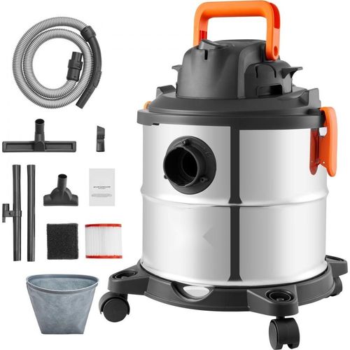 Nass-Trockensauger 20L - Industriesauger 6PS - Leistungsstarker Staubsauger mit Düsen - Silber