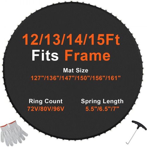Ersatz-Trampolinmatte 457cm - 96 V-Ringe - 16,5cm Federlänge - Hochwertige Trampolinabdeckung - Outdoor-Sportgeräte