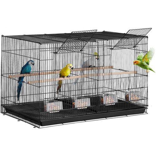 Vogelkäfig für Wellensittiche - 760x465x465mm - Schwarzer Vogelhaus Käfig - Hochwertige Vogelunterkunft - Komfortabler Käfig für Haustiere
