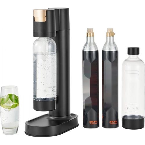 Sprudelwassergerät - Soda-Maschine - Selterswasser-Starter-Set mit 2 BPA-freien 1-Liter-PET-Flaschen - 2 CO2-Flaschen - kompatibel mit 60-Liter-Einschraubflaschen