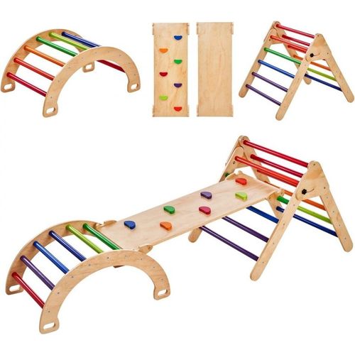 Pikler Dreieck Set 5 in 1 - Montessori Klettern Spielzeug für Kleinkinder - Buntes Spielgerät - Motorik Training - Klettergerüst
