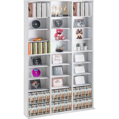 Medien-Aufbewahrungsschrank - 27 Fächer - Verstellbare CD/DVD-Regale - Weißer CD/DVD-Ständer für Zuhause und Büro
