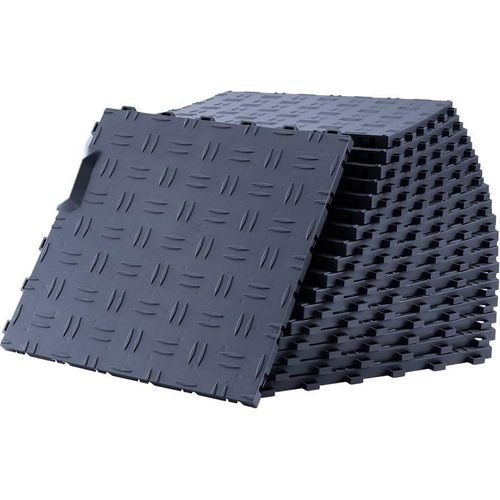 Garagenbodenbeschläge 305 x 305 x 13,4 mm - 25er Set rutschfeste doppelseitige Struktur - Garagenboden für Garagen, Keller und Werkstätten - Graphitgrau