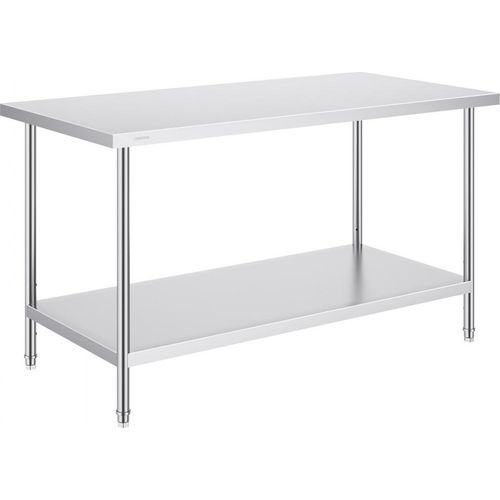 Edelstahl Arbeits- und Zubereitungstisch - 762x1524mm - Zweilagiger Arbeitstisch - Küchentisch - Gastronomie Küche