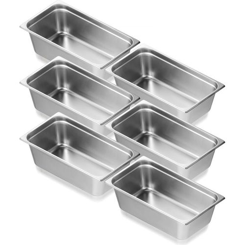 Edelstahl Gastronormbehälter 6 x 20,2L - Hotelpfannen 530x327x150mm - Professionelle Gastro Küchenausrüstung