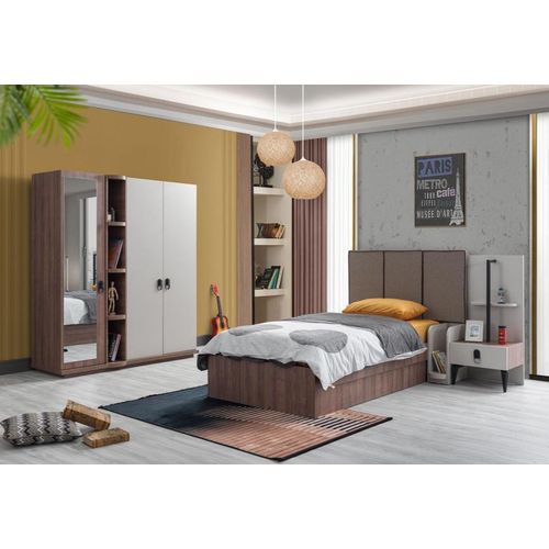 Kinderzimmer Set Bett Nachttisch Kleiderschrank Braun Modern Hochwertig Möbel