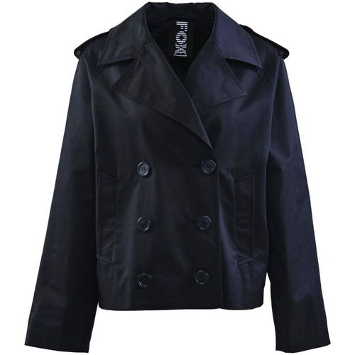 Outdoorjacke FUCHS SCHMITT, Damen, Gr. 38, blau (navy), Web, Obermaterial: 58% Baumwolle, 42% Polyester, unifarben, clean, modisch, normal, Langarm, Jacken, mit Schulterklappen