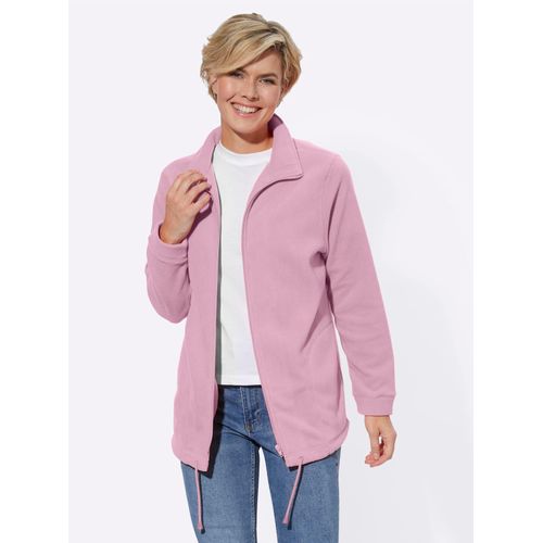 Fleecejacke CASUAL LOOKS, Damen, Gr. 42, rosa (rosé), 100% Polyester, unifarben, lässig geschnitten, Langarm, Jacken